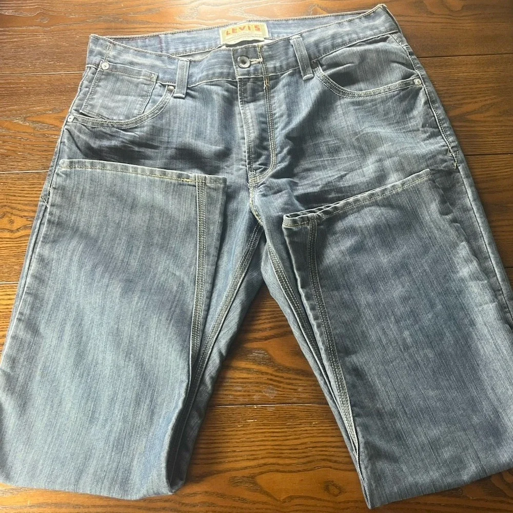 Vintage Levis 514 Blue Denim Jeans Size 36x30 Slim Straight Leg Flap Pockets Y2K
